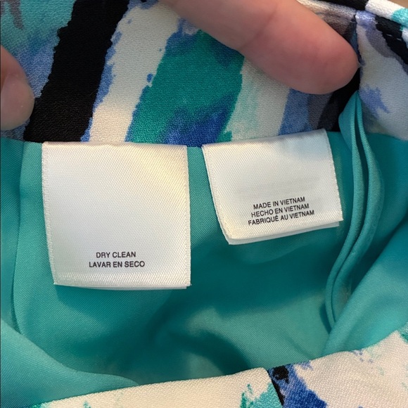 Kasper Teal White Black Watercolor Pencil Skirt - Picture 5 of 6